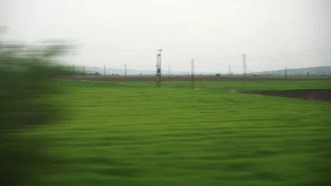 Window View from Train, Car or Bus, in 4K, No Color Correction 库存影片 89596949