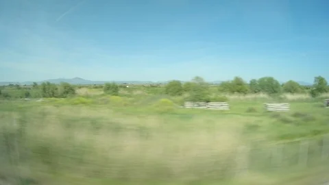Window View from Train, Car or Bus, in 4K, No Color Correction Видео 89820956