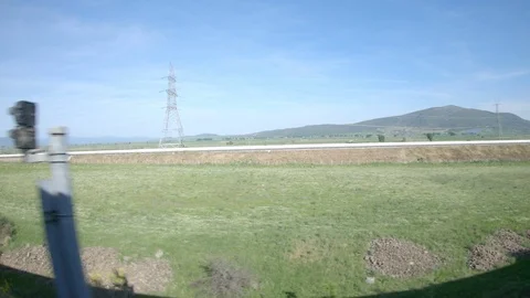 Window View from Train, Car or Bus, in 4K, No Color Correction Stockbeeldmateriaal 89821202