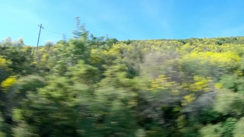 Window View from Train, Car or Bus, in 4K, No Color Correction Stock Footage 89821390