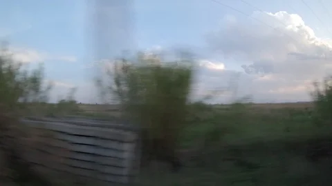 Window View from Train, Car or Bus, in 4K, No Color Correction Stockbeeldmateriaal 89821667