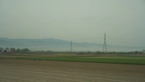 Window View from Train, Car or Bus, in 4K, No Color Correction Stock Footage 90065265