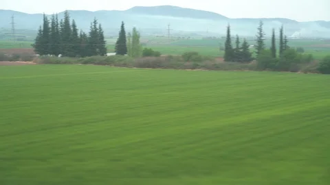 Window View from Train, Car or Bus, in 4K, No Color Correction Stock Footage 90066524