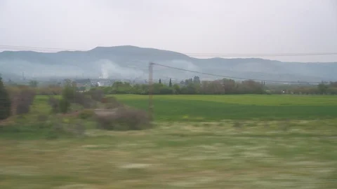 Window View from Train, Car or Bus, in 4K, No Color Correction Stock-Footage 90066529
