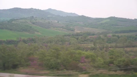 Window View from Train, Car or Bus, in 4K, No Color Correction Видео 90066577