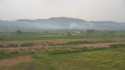 Window View from Train, Car or Bus, in 4K, No Color Correction Видео 90066586