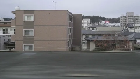 Window view of train in Japan A003. Stock Footage 84250529