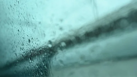 Window view of train with raindrop  focus moving, feeling blue Stock Footage 108799804