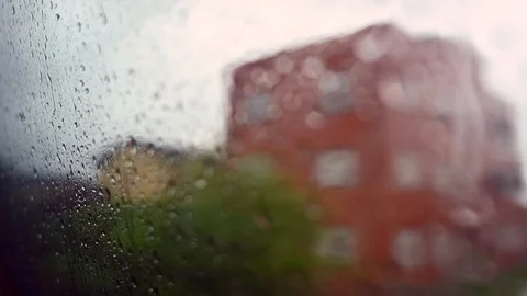 Window view from train with raindrop soft focus, feeling blue Stock Footage 108811212