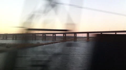 Window View Train Sundown Bridge 库存影片 60397774