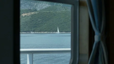 Window View Travelling by Ship Stock Footage 77352406