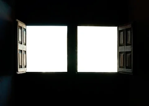 Window view white isolated. Stock Photos