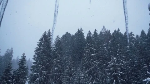 Window view on winter landscape. Beautiful winter landscape Stock Footage 83416038