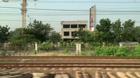 Window Views from Train in Java Island On the Morning Stock Footage 247479681
