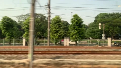 Window Views from Train in Java Island On the Morning Stock Footage 247479700