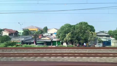 Window Views from Train in Java Island On the Morning Stock Footage 247479716