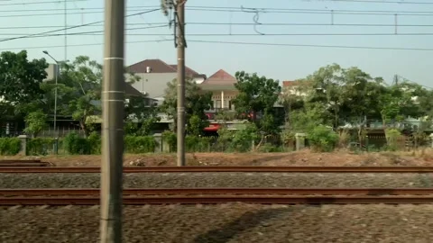 Window Views from Train in Java Island On the Morning Stock Footage 247479721
