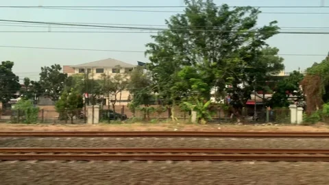 Window Views from Train in Java Island On the Morning Stock Footage 247479726