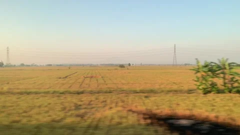 Window Views from Train in Java Island On the Morning Stock Footage 247479755