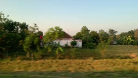 Window Views from Train in Java Island On the Morning Stock Footage 247479765
