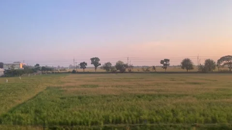Window Views from Train in Java Island On the Morning Stock Footage 247479814