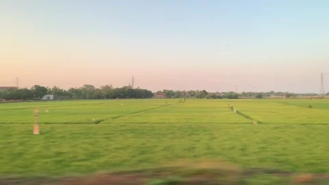 Window Views from Train in Java Island On the Morning Stock Footage 247479818