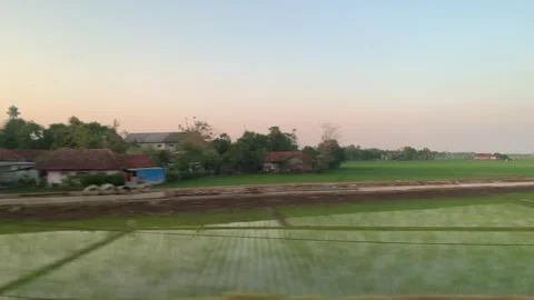 Window Views from Train in Java Island On the Morning Stock Footage 247479847