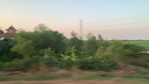 Window Views from Train in Java Island On the Morning Stock Footage 247479868