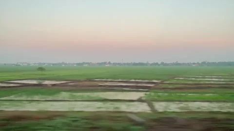 Window Views from Train in Java Island On the Morning Stock Footage 247479931
