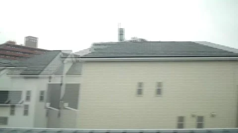 Window views of train moving in Japan landscape Stock Footage 296277562