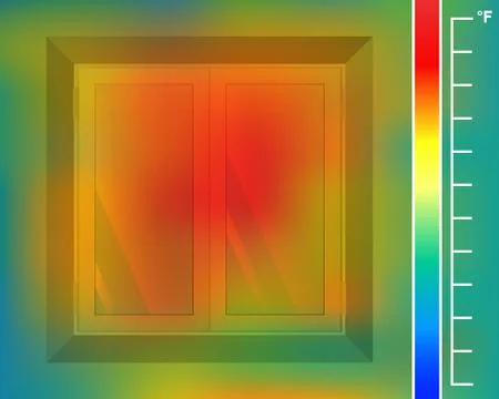 Window on the wall from the front. house facade for a thermal imager. Colored Stock Illustration
