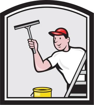 Window washer cleaner cartoon Stock Illustration