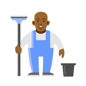 Window Washer Man. Cleaner Worker. Vector 库存插图