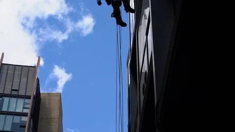 A window washer working. Video stock 94211888