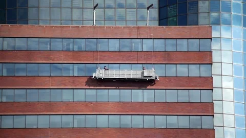 Window Washers Rise Up On Building Stock Footage 77397500