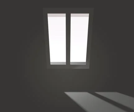 Window in white interior backdrop Ilustración de archivo