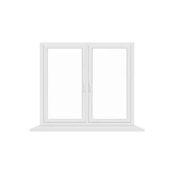 Window white plastic modern frame realistic vector illustration mockup isolated. Ilustración de archivo