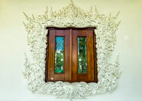 The window of white temple Stock Photos