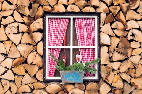 Window in wood. 스톡 사진