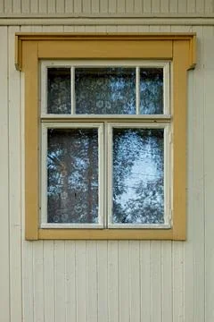 Window on wood wall. Stock Photos