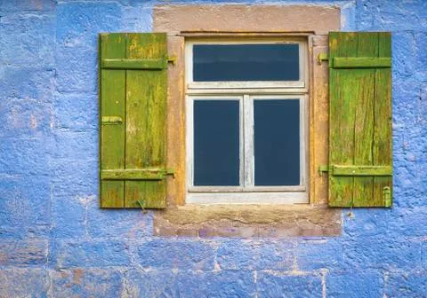 Window with wooden shutters Stock Photos