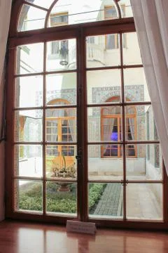 Window to the yard. Stock Photos