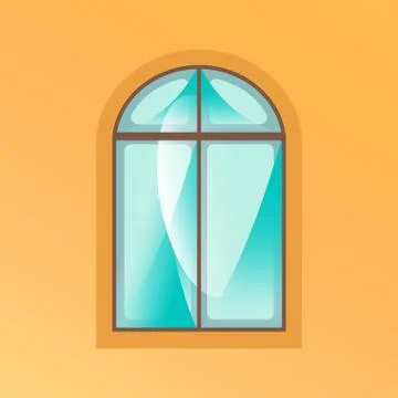 Window on yellow background. 스톡 일러스트