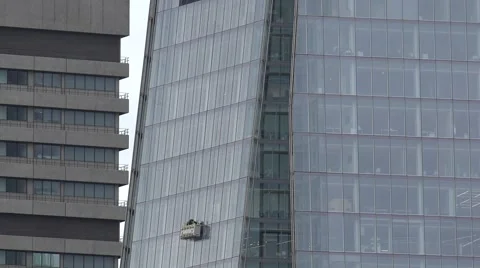 Windowcleaners on the Shard Building Stock Footage 68816686