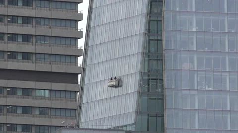 Windowcleaners on the Shard Building Stock Footage 68816760