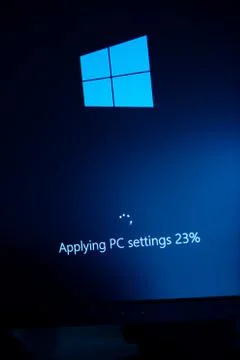 Windows 10 beta - applying PC settings Stock Photos