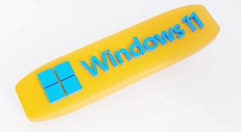 Windows 11 Logo on a solid yellow bar - 3D digit 스톡 사진
