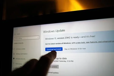 Windows 11 Version 23H2 Update Available on Screen Stock Photos