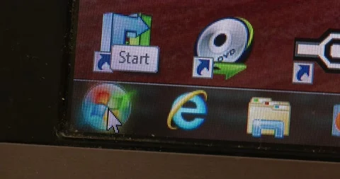 Windows 7 Start Icon and Internet Explorer Stock Footage 168024242