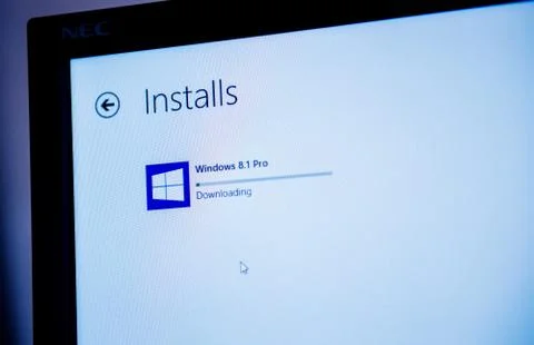 Windows 8.1 PRO installation process seen on a computer screen Stock Photos